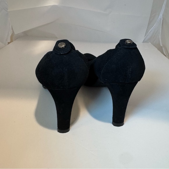 Stuart Weitzman Suede Black Heels Women’s Size‎ 6.5 Classic Pumps Round Toe - Picture 7 of 10